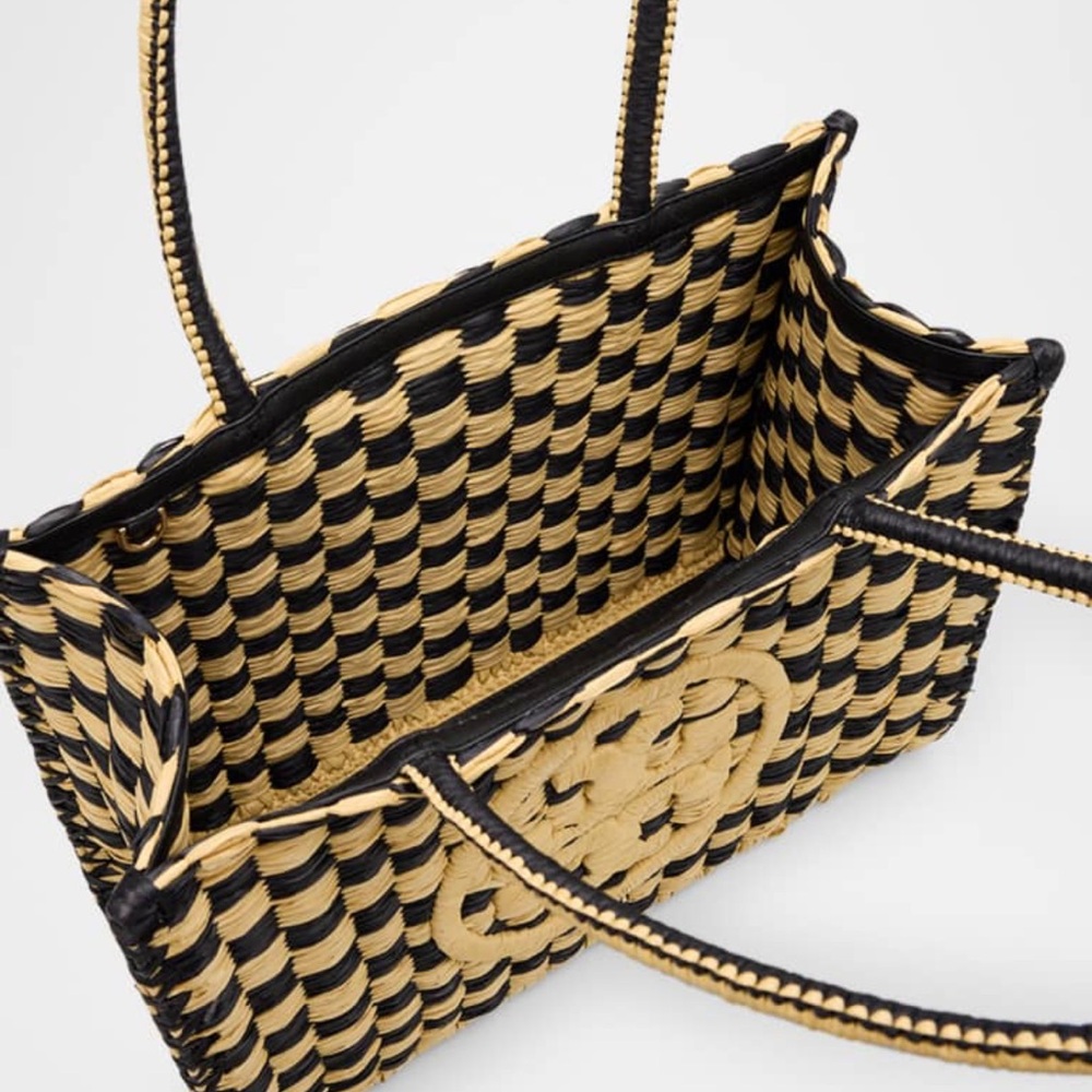 Tory Burch Ella Small Crochet Checkered Tote Bag - Picture 3 of 8